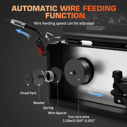Hzxvogen - Welding Machine - Electric Welding Machine - Mig Welding Machine - Without Gas - MIG145 - Iron Soldering - Portable Electric Welder For Metal - Black