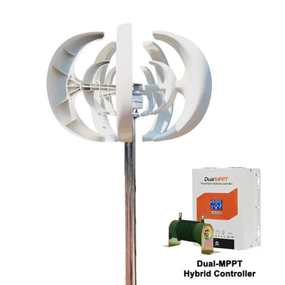 3000W 12V 24V 48V Wind Turbine Generator Lantern Vertical Axis Motor Kit With Solar Panels Battery 220V Inverter  Home System