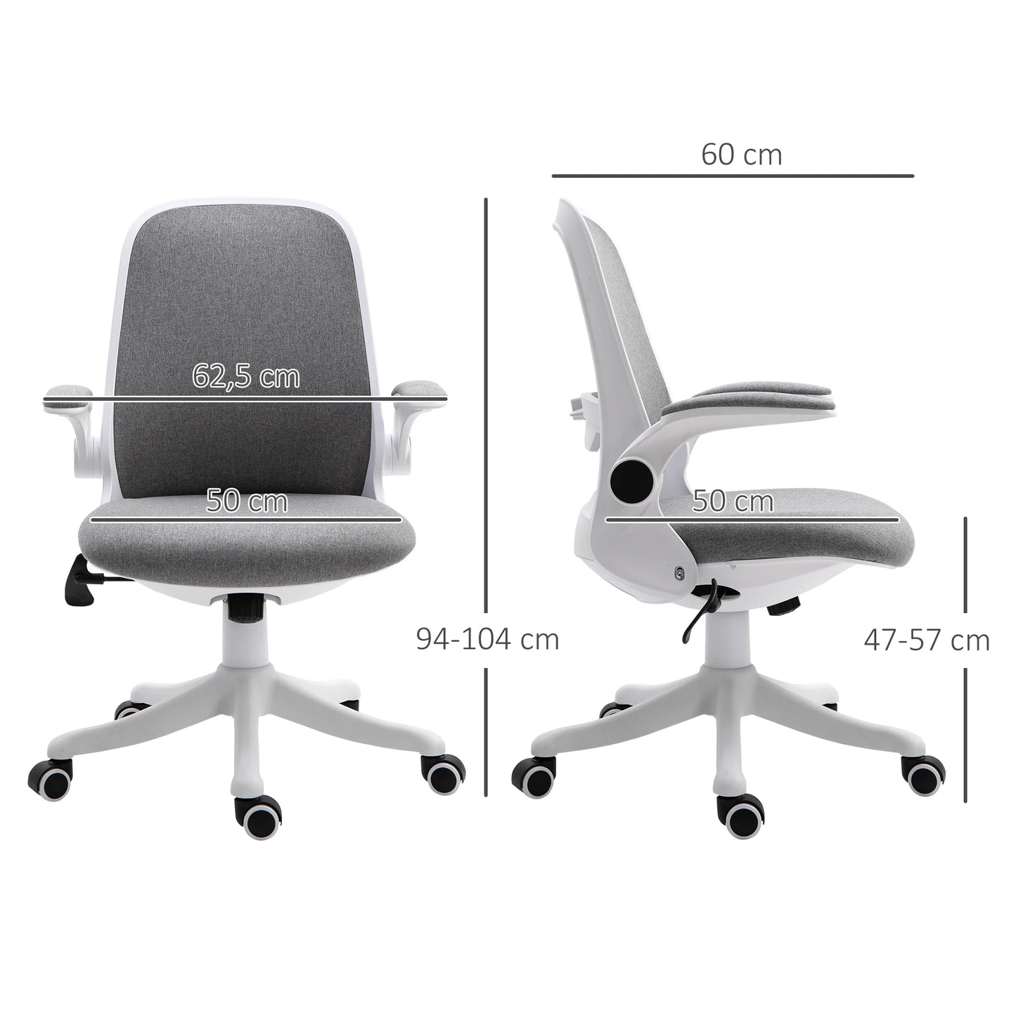 Bureaustoel – Ergonomische Bureaustoel – Werkstoel – Kantoorstoel – Afstelbare Lendensteun – Ademend Linnen – 360° Draaibare Wieltjes