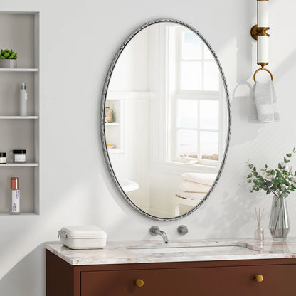 Ovale Wandspiegel – Muurspiegel – Badkamerspiegel – Slaapkamer Spiegel – Interieur Spiegel – Klassiek IJzeren Frame – Hoogwaardig Glas & MDF