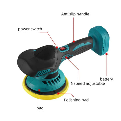 Cordless Car Polisher For Makita Battery Wireless Car Polishing Machine 6 Gears Electric Polish Machines Adjustment Power Tools