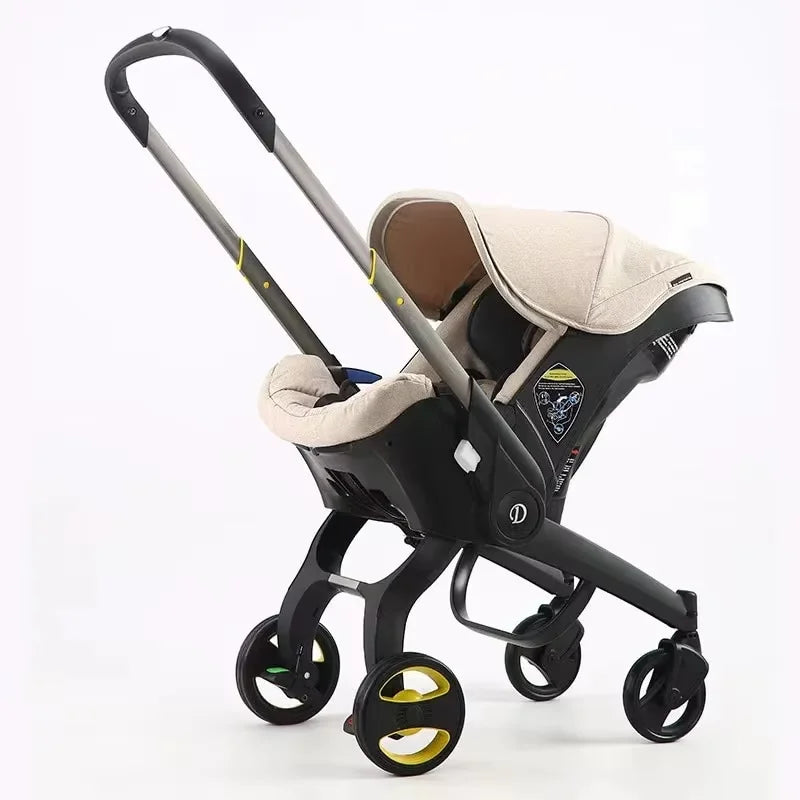 Kinderwagen - 3-in-1 – Lichtgewicht - Opvouwbaar & Verstelbaar – Hoog Landschap Babywagen – Reisbuggy met Zonnescherm - Khaki
