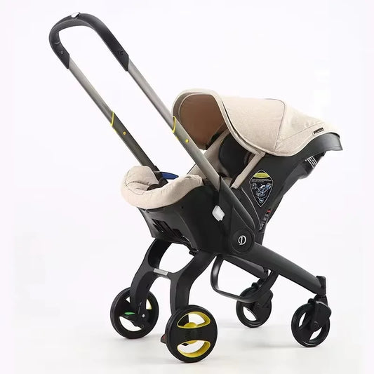 Kinderwagen - 3-in-1 – Lichtgewicht - Opvouwbaar & Verstelbaar – Hoog Landschap Babywagen – Reisbuggy met Zonnescherm - Khaki