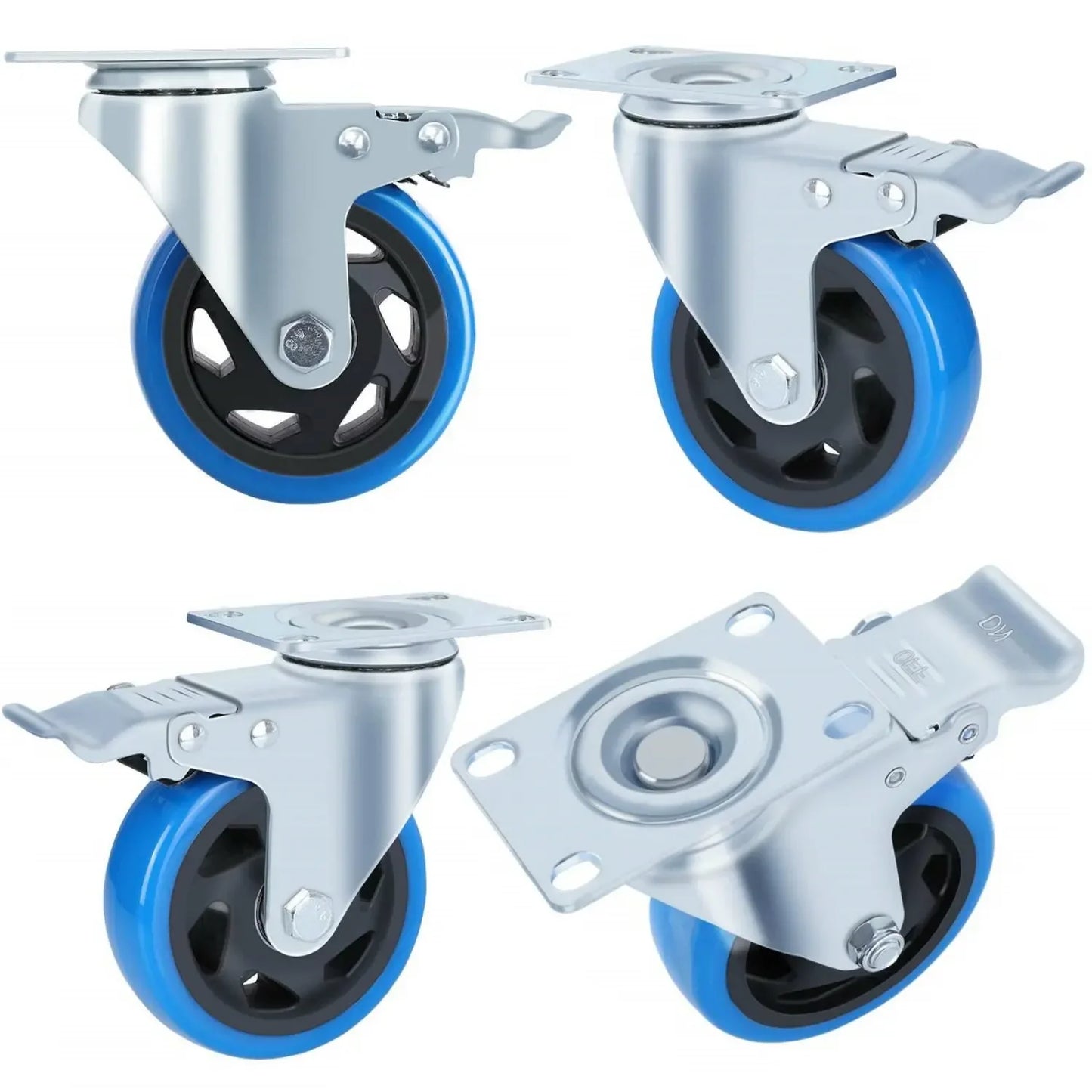 Zwenkwielen – Zwenkwiel Set – Meubelwielen – Transportwielen – Remwielen – 100mm Diameter – Draagvermogen 150kg - QUORE