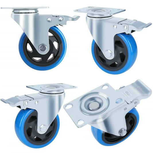 Zwenkwielen – Zwenkwiel Set – Meubelwielen – Transportwielen – Remwielen – 100mm Diameter – Draagvermogen 150kg - QUORE