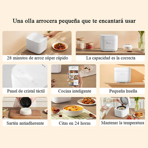 Rijstkoker met Stomer - met Opwarmende Functie - Slowcooker - Rice Cooker - Warmhoudfunctie - 1 tot 2 Personen - Multi Cooker - Anti-aanbaklaag binnenpan - Wit - 350W - 1.5L