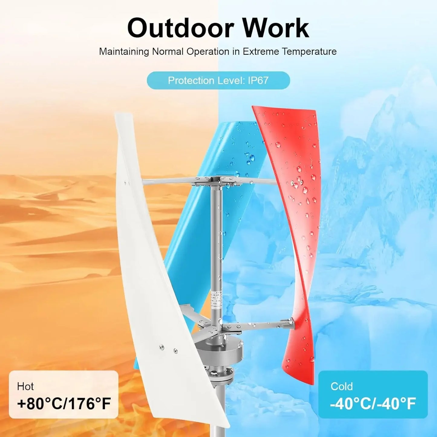 Windturbine – Draagbare Turbine – Compacte Generator – Energieopwekker – Off-Grid Systeem – 12V - 400W Vermogen – Weerbestendig IP67
