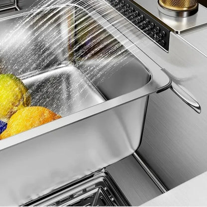 Keukenspoelbak – Spoelbak – Gootsteen – Wasbak – Enkele Spoelbak – Extra Groot 75x45 cm – 304 RVS Met Waterval Kraan
