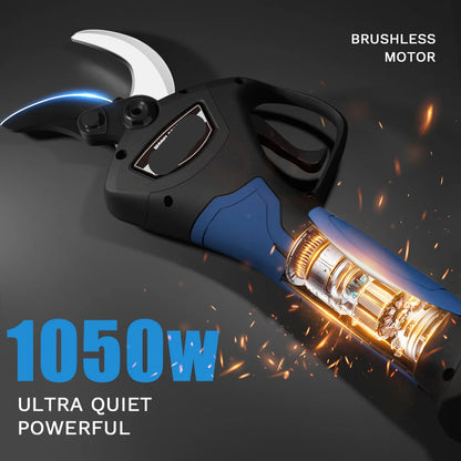 Elektrische Snoeischaar - 40mm - Accu Snoeischaar - 1050W - Takkenschaar - Heggenschaar - Voor Bomen - en Wijngaarden - 2 Accu - 2AH Oranje