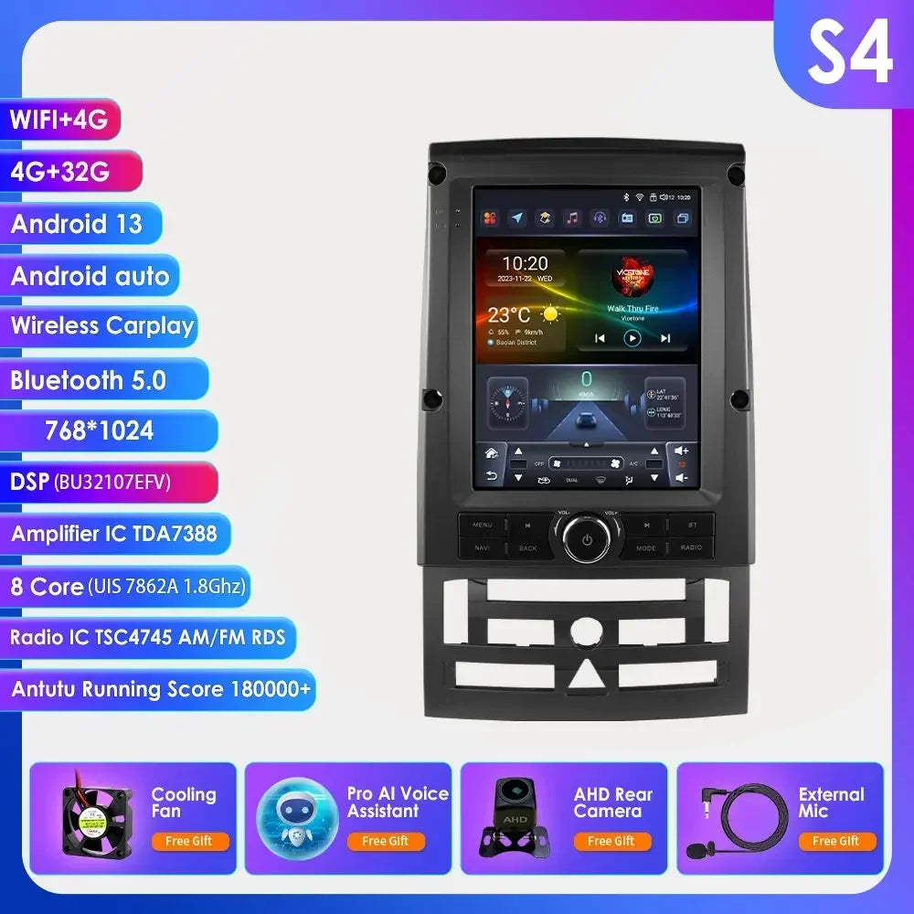 9,7 Inch Android Autoradio – Multimediasysteem – Auto Stereo – GPS Navigatie – Carplay 4G – Snelle Processor – Groot Touchscreen