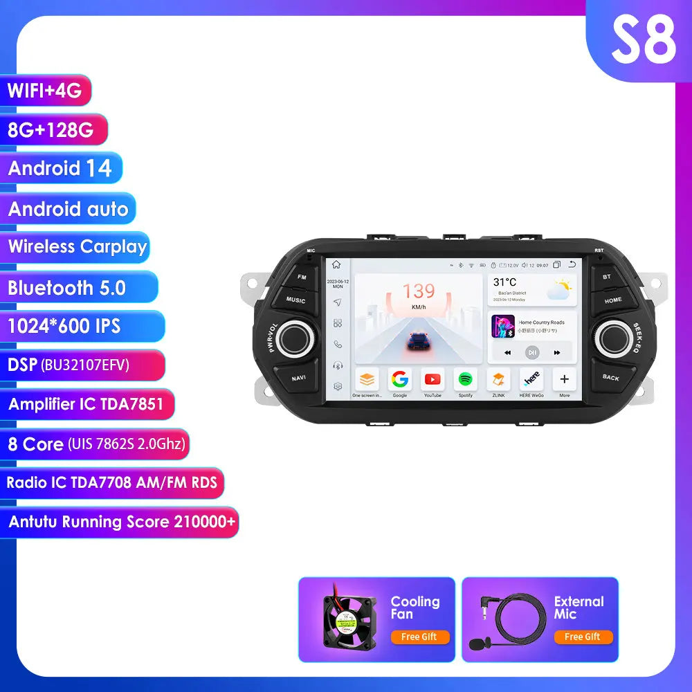 7 inch Android Autoradio – Multimedia Speler – Navigatie – CarPlay – Bluetooth 5.0 – 8-Core Processor – 4G Connectiviteit - QUORE