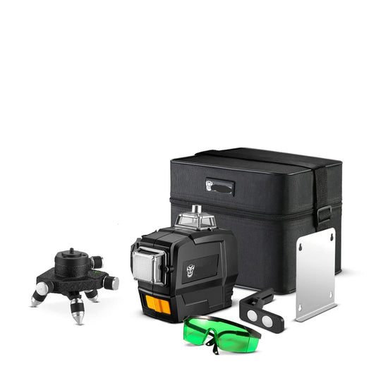 Laser Level - Zelfnivellerend - 12 lijnen - 3D groene laserwaterpas - horizontale en verticale kruislijnen - met automatische zelfnivellering - binnen- en buitengebruik - zonder statief - Zwart - QUORE