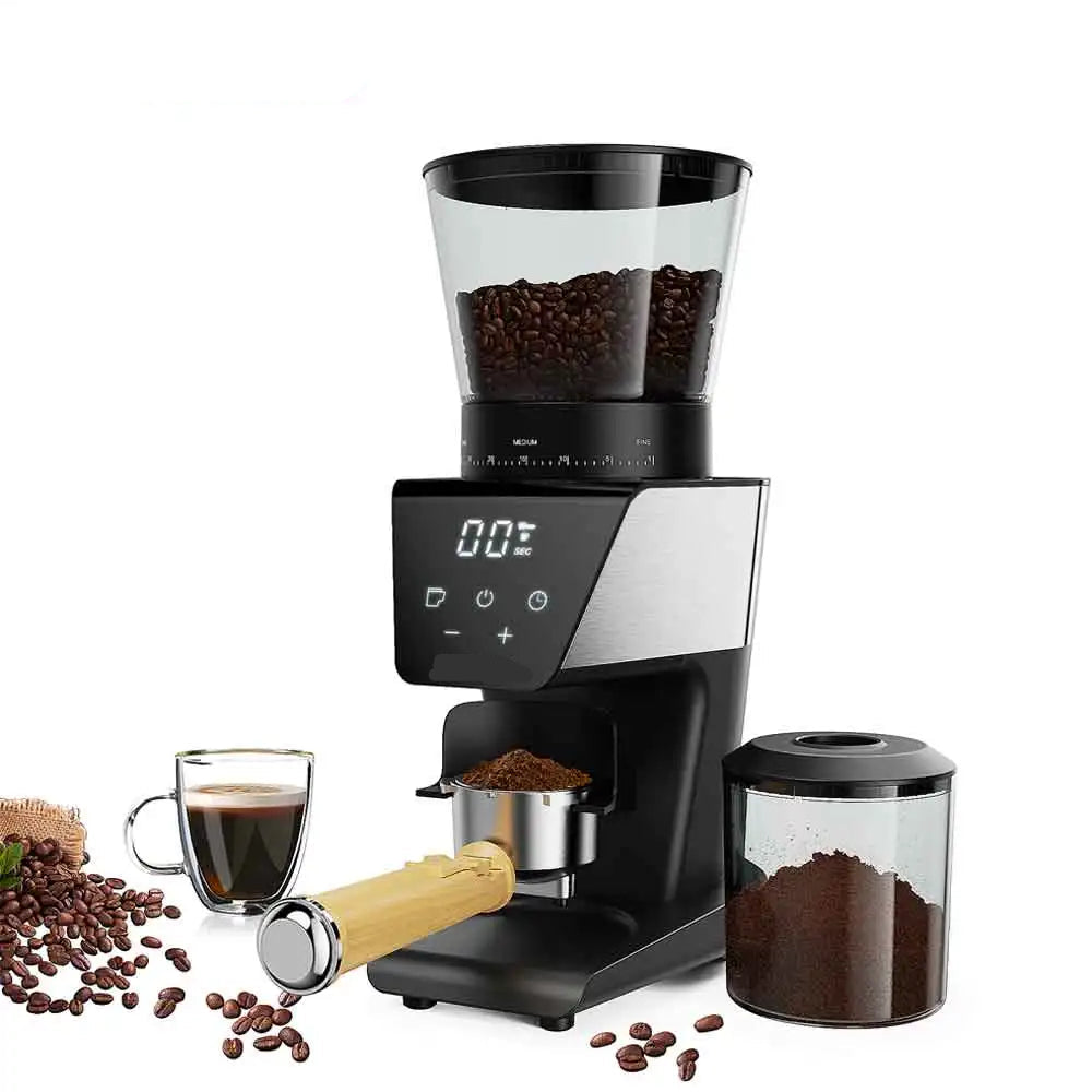 Koffiemolen - Elektrische - 220V - Burr Grinder met 30 Maalstanden - Conische Maalschijven - Instelbare Maalgraad - voor Espresso & Filterkoffie - LCD Display - 90g+ Bonenreservoir - LCD-Scherm met Timer