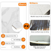 Table - Side Table - Marble Texture - Square Side Table - Modern Minimalist - Black Steel Frame - 40x40x58cm - White and Black