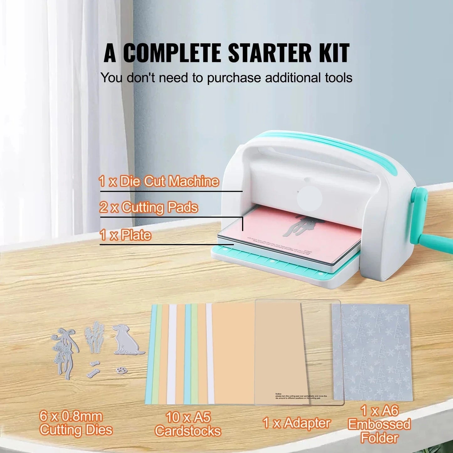 Stansmachine - Embossing Machine - Handmatige - 6 Inch - voor Scrapbooking - Kaarten - DIY Decoraties - Wit en Blauw