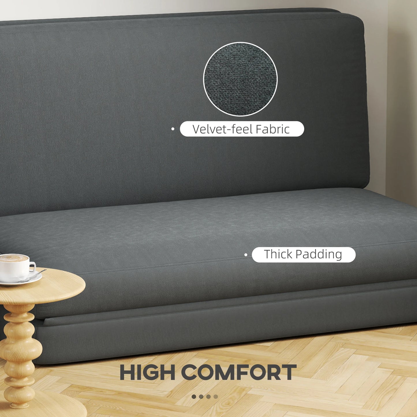 3-In-1 Vouwbank – Slaapbank – Vouwbed – Ligbed – Velvet Materiaal – Ruimtebesparend Ontwerp - QUORE