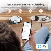 Mop System - Vacuum Cleaner - Robot Vacuum Cleaner - Cordless Vacuum Cleaner - Robot Vacuum Cleaner with Mop Function - Compatible with Alexa/Google/WiFi - 120mins - 3000Pa