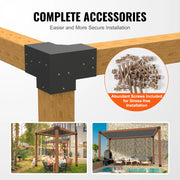 Pergola - Pergola Bracket Kit - Pergola Metal - Pergola Kit - Pergola Corner Connection - 4x4inch - 3 Way Easy Installation - For Gazebos Patio Pergolas Log Cabin Outdoor Hardware - 2PCs