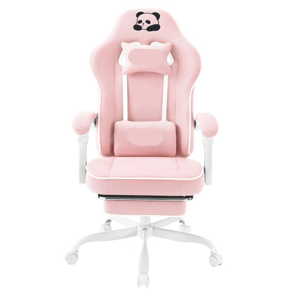 Ergonomische Gaming- En Bureaustoel – Comfortabele Stoel – Mesh Bureaustoel – Met Voetensteun – Verstelbare Kussens – Sterk Metalen Frame - Roze - QUORE