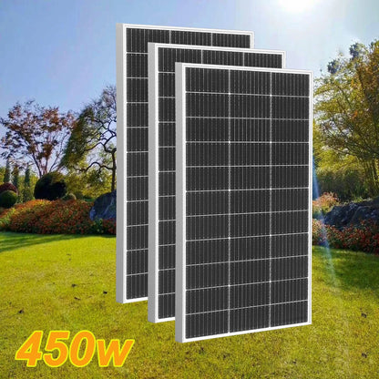 Zonnepaneel - Zonnepanelen - Monokristallijne - Waterdicht - met Glas - en Aluminium Frame - Lichtgewicht - 12V - 450W - 3stuk - voor Boot - Camper - Caravan - RV of Tuin
