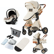 Kinderwagen - Buggy - Inklapbare Buggy - Opvouwbare Buggy - Inklapbare Buggy New Born - 3 in 1 -BabyWalker- High Landscape - Wit