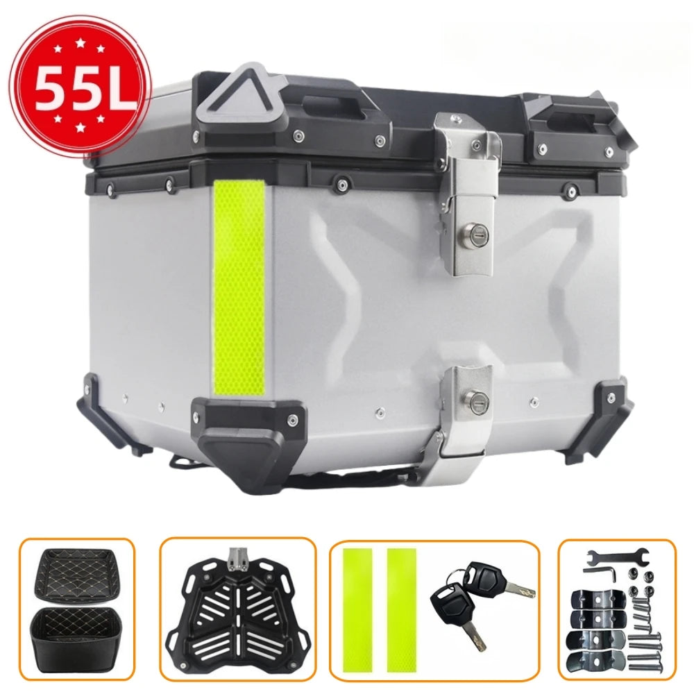 Motorhelm Koffer – Motorkoffer – Helmkoffer – Topkoffer – Motor Bagagekoffer – 55L Aluminium – Waterdicht & Afsluitbaar