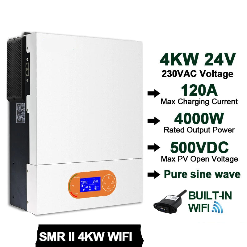 Zonne-omvormer – Hybride Omvormer – Solar Inverter – MPPT Laadregelaar – Zuivere Sinusgolf – 4 kW Vermogen – WiFi Monitoring