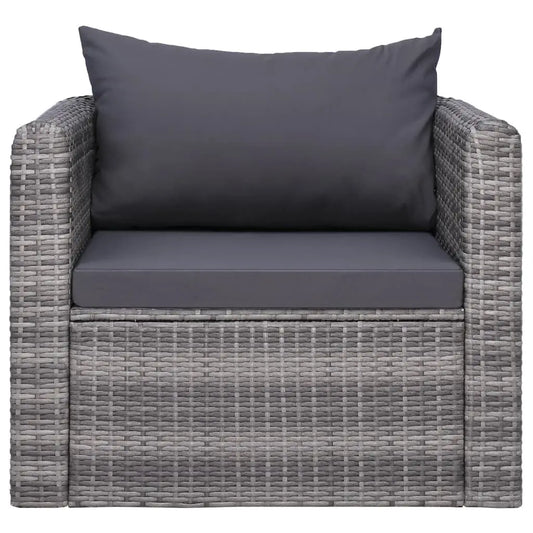 Tuinstoel – Geweven Tuinstoel – Outdoor Stoel – Balkonstoel – Weerbestendig – Lichtgewicht – Met Afneembare Kussens - 80 x 72 x 63 cm - Grijs