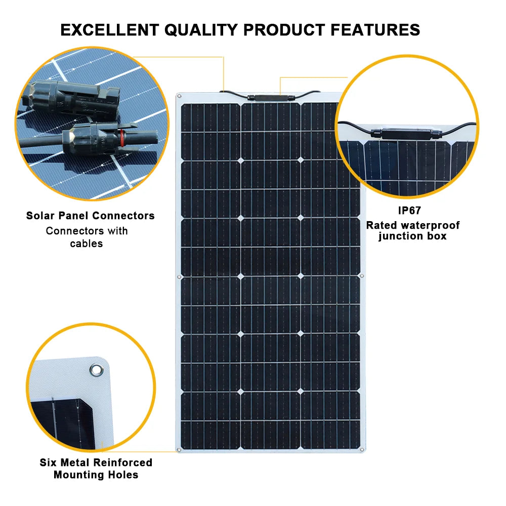 Zonnepaneel - Zonnepanelen - Monokristallijn - 12V - 100W - Zonne-kit - Flexibel - Waterdicht - Lichtgewicht - Voor Caravan - Camper - Boot of Thuisgebruik