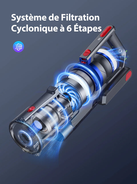 Cordless Stick Vacuum Cleaner - Stick Vacuum Cleaner - Vacuum Cleaner - Cordless Stick Vacuum Cleaner - Powerful Suction - 36kpa - HEPA - 450W - Blue