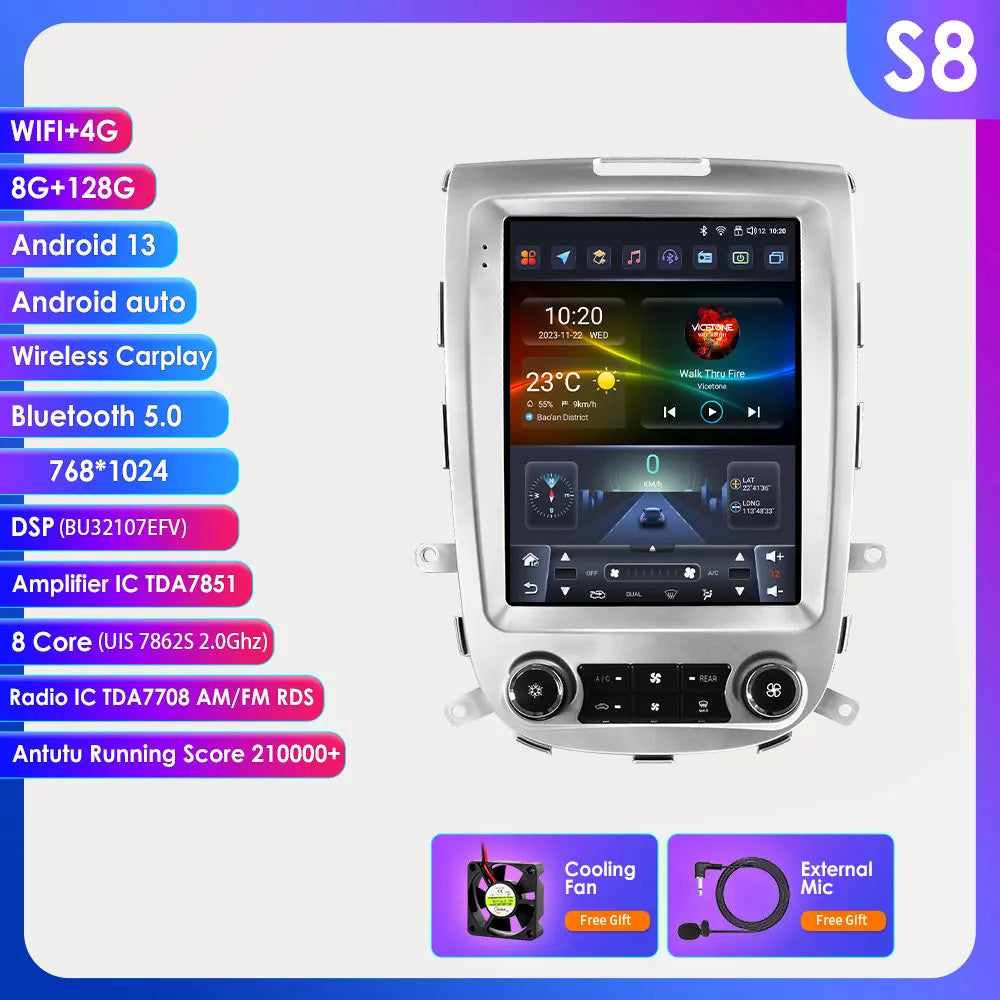 Autoradio – Multimedia Speler – GPS Navigatie – DAB+ Radio – 2DIN Dashboard – 9,7 Inch Touchscreen – Android 13 – 360 Graden Camerasteun