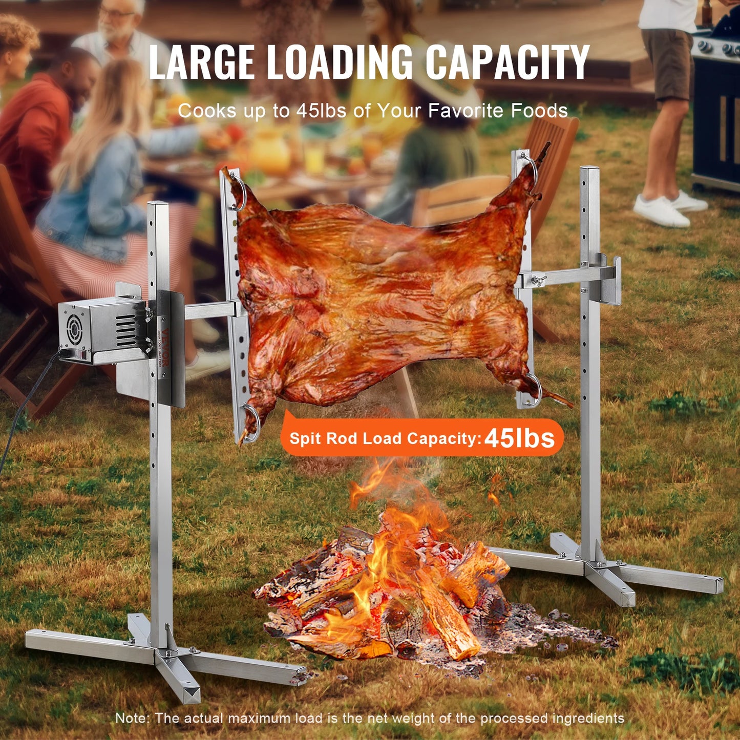 Electric BBQ - Barbecue Grill - Rotisserie Grill Kit - Braadstandaard - Automatisch - 42W Motor - Hoogte Verstelbaar - Universeel - Spitstang - Met Hitteschild - RVS - 139 x 56.5 x 84 cm - Zilver