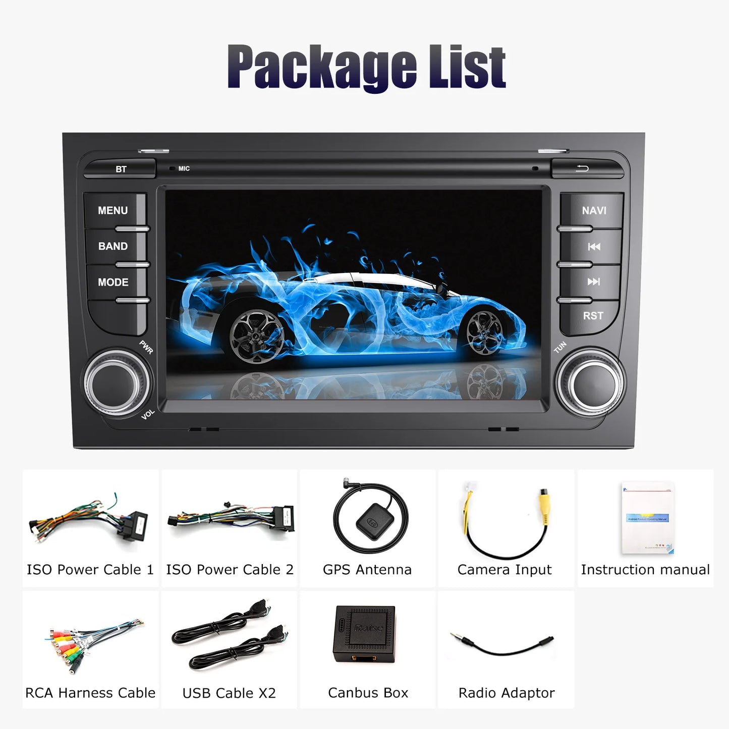 Multimedia Autoradio - Android Autoradio - Draadloze - Voor Audi A4/S4/RS4 (B6/B7) en Seat Exeo - CarPlay - GPS Navigatie - Bluetooth - 7" - Touchscreen - 32G - QUORE