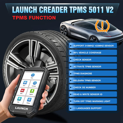 TPMS Diagnose Tool – Bandenspanningsensor Tester – Bandenspanning Monitor – TPMS Reset Tool – OBD-II Diagnose – 5-Inch Scherm – Wifi Updates