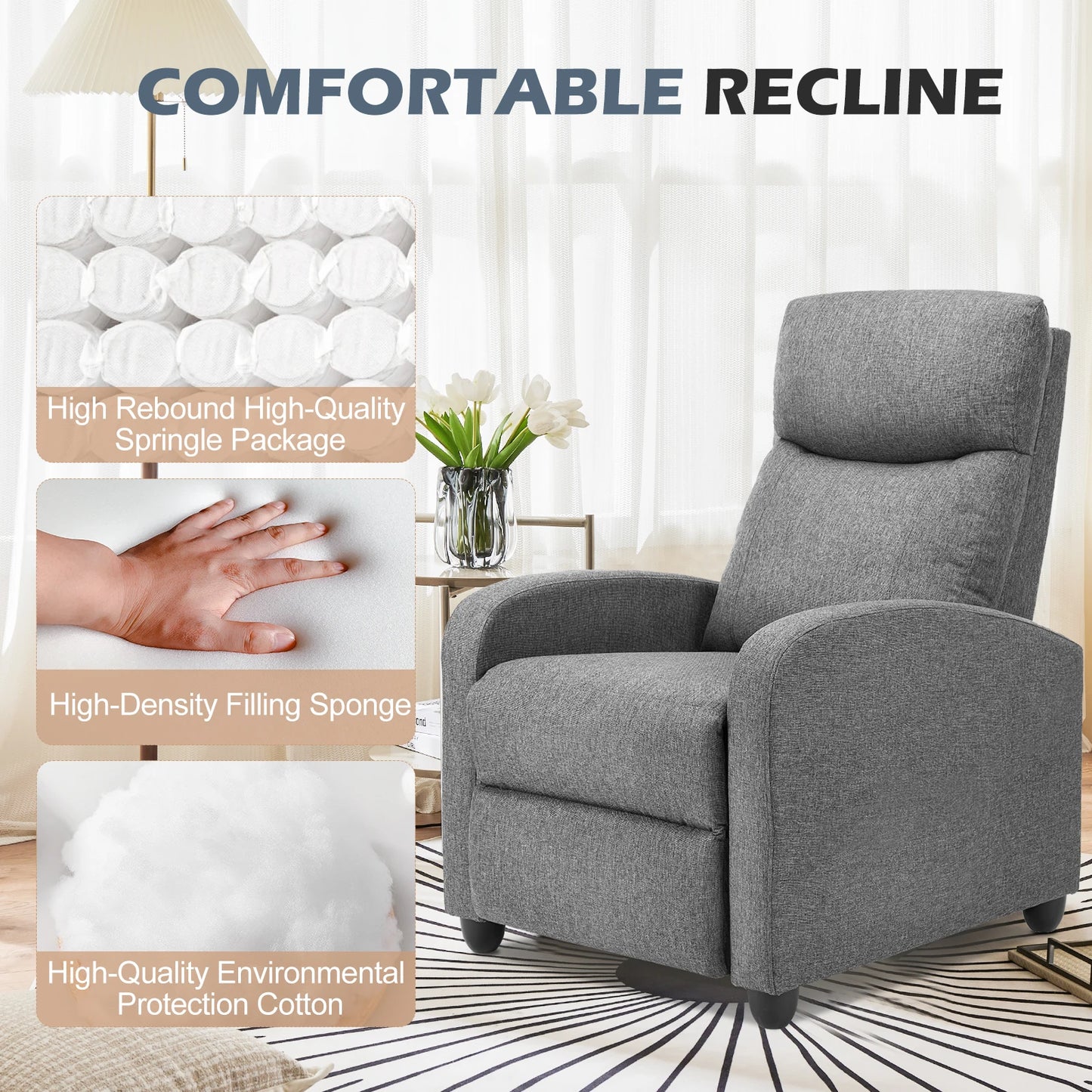 Relaxstoel - Relaxstoelen - Massagestoel - Loungestoel - met Massagefunctie - en Verstelbare Rugleuning - Comfortabele Fauteuil - Moderne Loungebank - Stoffen Bekleding - voor Woonkamer of Thuisbioscoop