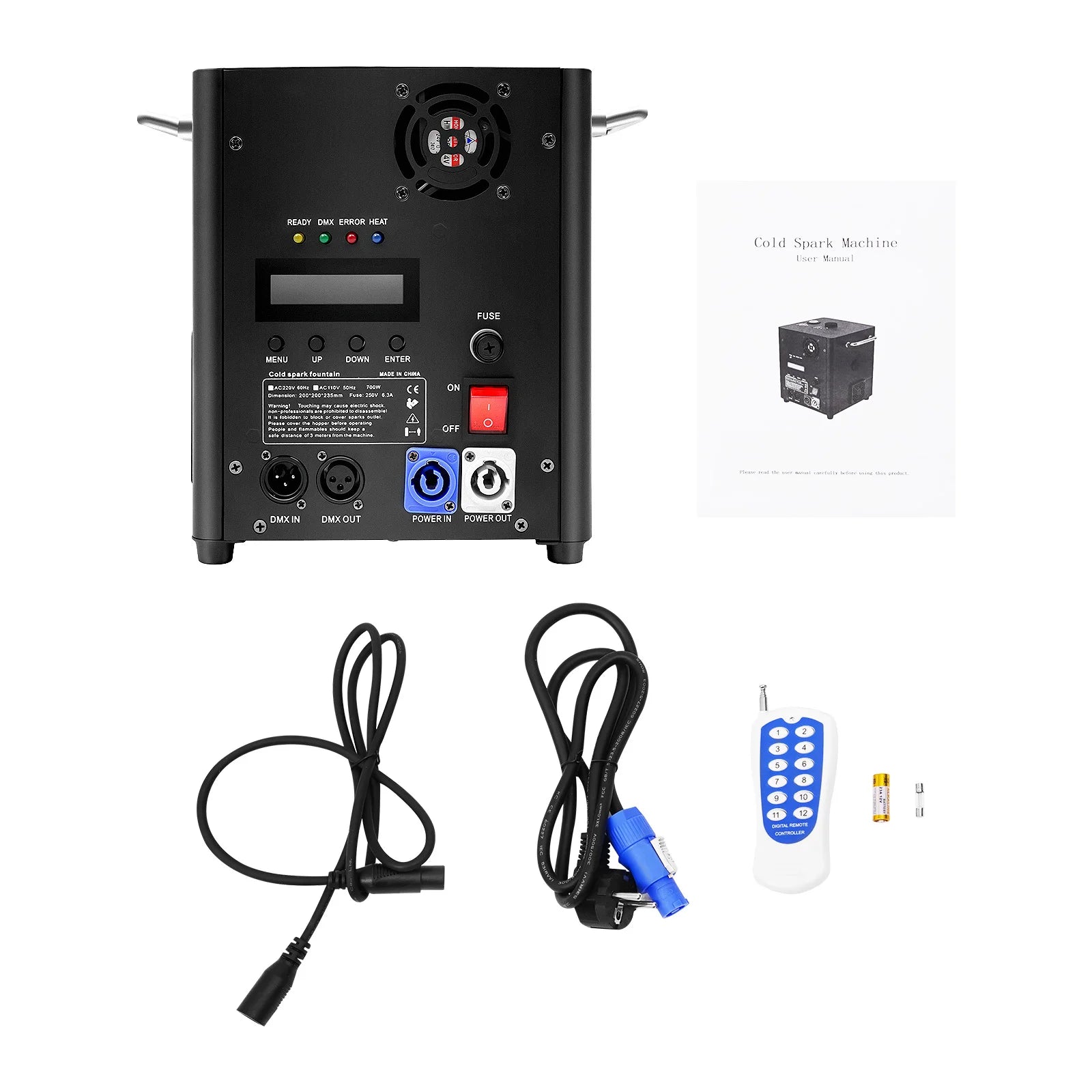 Vonkenmachine – Vuurwerkmachine – Sproeimachine – Feestmachine – DMX Besturing – 700W Vermogen – Compact Formaat - QUORE