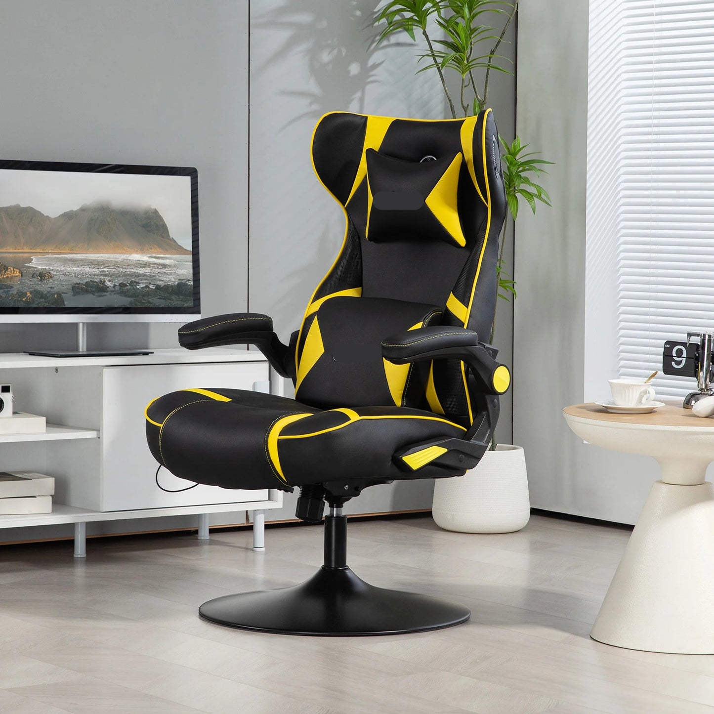 Gamingstoel – Ergonomische Stoel – Bureaustoel – Draaistoel – Verstelbare Zithoogte – Bluetooth Speakers – Kantelbare Rugleuning - Geel