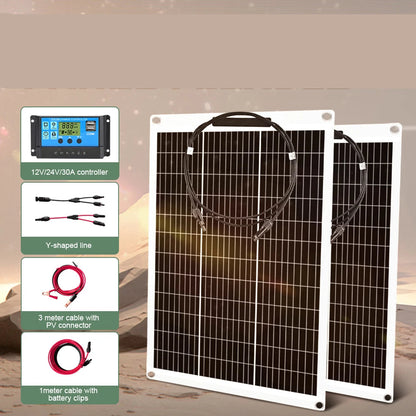 Zonnepanelen - Monokristallijne Zonnepaneel Kit - Flexibel - Zonne Energie - 100W - Waterdichte - voor Camping, RV & Off-grid Gebruik - QUORE