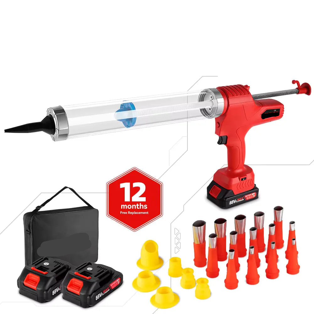 Kitpistool - Kit - Elektrische Kitspuit - Accu Kitspuit - Koker Pistool - 10000N - 6 Snelheden -  Draadloos Lijmpistool met 2 - QUORE