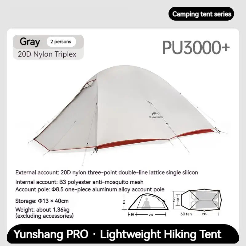 Tent – Kampeertent – Lichtgewicht Tent – Trekkingtent – Outdoor Tent – Ultralichte 2-Persoons Tent – Waterdicht tot 5000 mm PU – Compact en Draagbaar