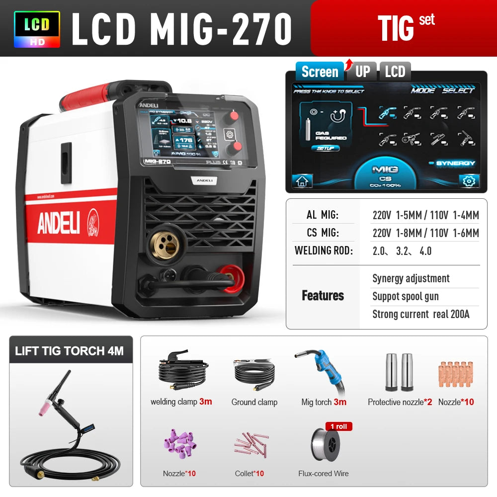 MIG Lasmachine – 4-in-1 Lasapparaat – TIG Lasmachine – MMA Lasmachine – Inverter Lasmachine – 200A Stroom – IGBT Technologie