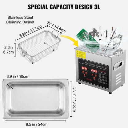 Ultrasone Reiniger – Sieradenreiniger – Brillenreiniger – Horlogereinger – Bestekreiniger – 22 Liter Inhoud – 40 kHz Frequentie – RVS Reservoir