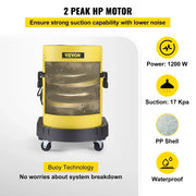 Vevor - Nat & Droog Stofzuiger - 5,3 Gallon - 220V - 1600W - HEPA & Spons - 17 kilowattuur - Afstandsbedieningshendel - 5 borstels - Geel