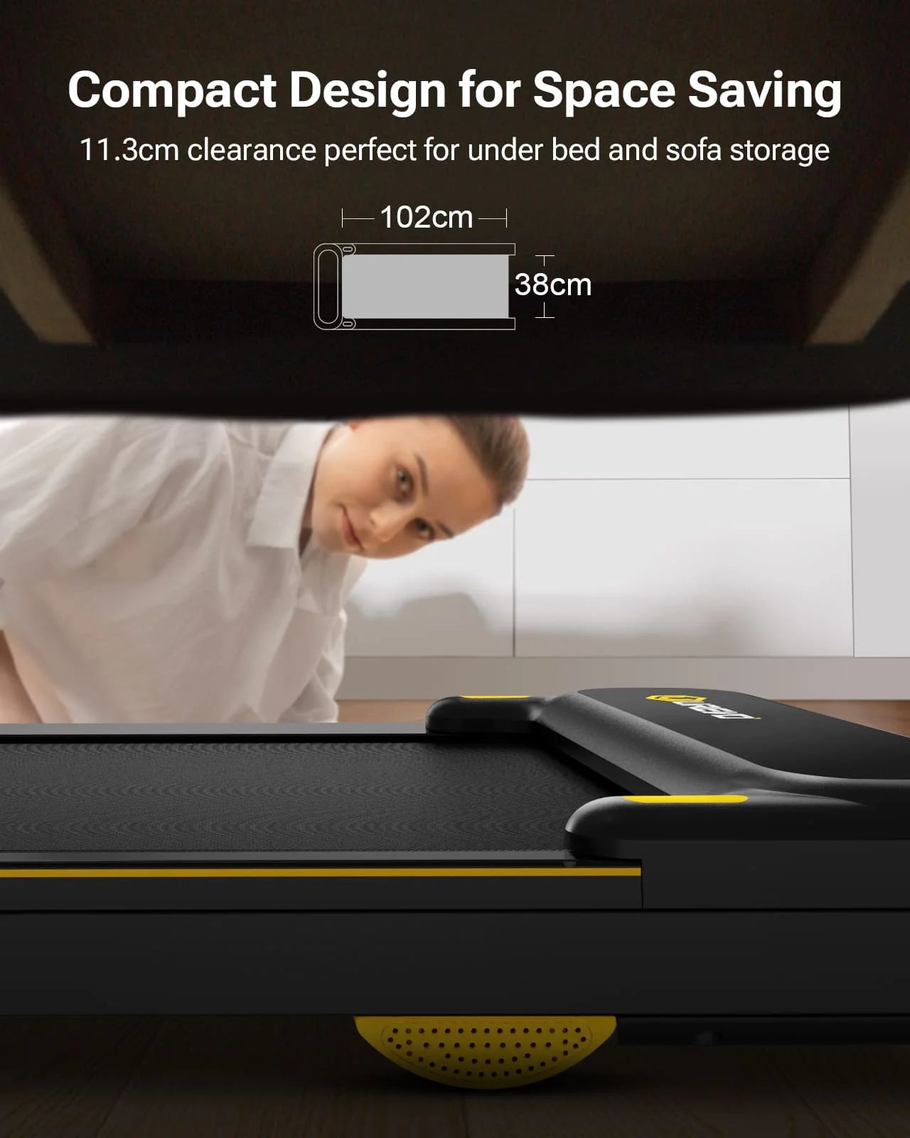 Treadmill - Walking Belt - Walking Pad - Walkingpad - Treadmill - 1-6KM/h Speed ​​- 120kg Max Load - 102x38cm Running Surface - Double Shock Absorption - LED Display - Black
