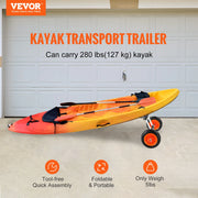 Vevor - Handtrailer Boot - Boottrailer Dolly - Dolly - Heavy Duty Kayak Cart - Afneembare Kano Trolley Cart - met 10'' massieve banden - Verstelbare Breedte & Top Foam Protection - Zwart
