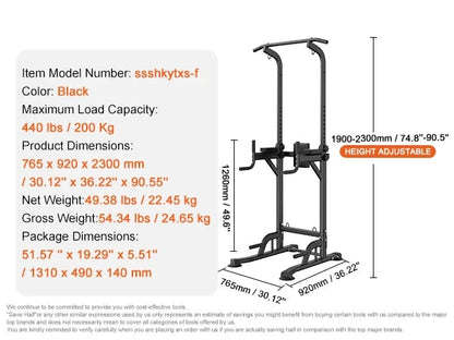 Pull Up Station - Dip Station - Dip Bars - Multifunctioneel/Instelbaar Dip en Pull Bar Station - Power Tower Fitness Station - Pull Up Bars - Krachttraining