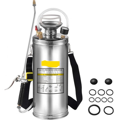 RVS Tuinsproeier - Rugspuit - Onkruidsproeier - Sproeier - Drukspuit - 10L - Handpomp - Verstelbare Messing Nozzle - voor Tuin - Reiniging - Desinfectie