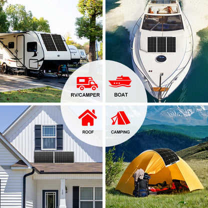Zonnepanelen - Zonnepaneel - Zonnepanelen met stekker - Zonnepaneel opvouwbaar - 18V - 200W - 12V - Flexibele Zonnepanelen Waterdicht Monokristallijn Zonnepaneel voor Camping, RV, en Thuislader - QUORE