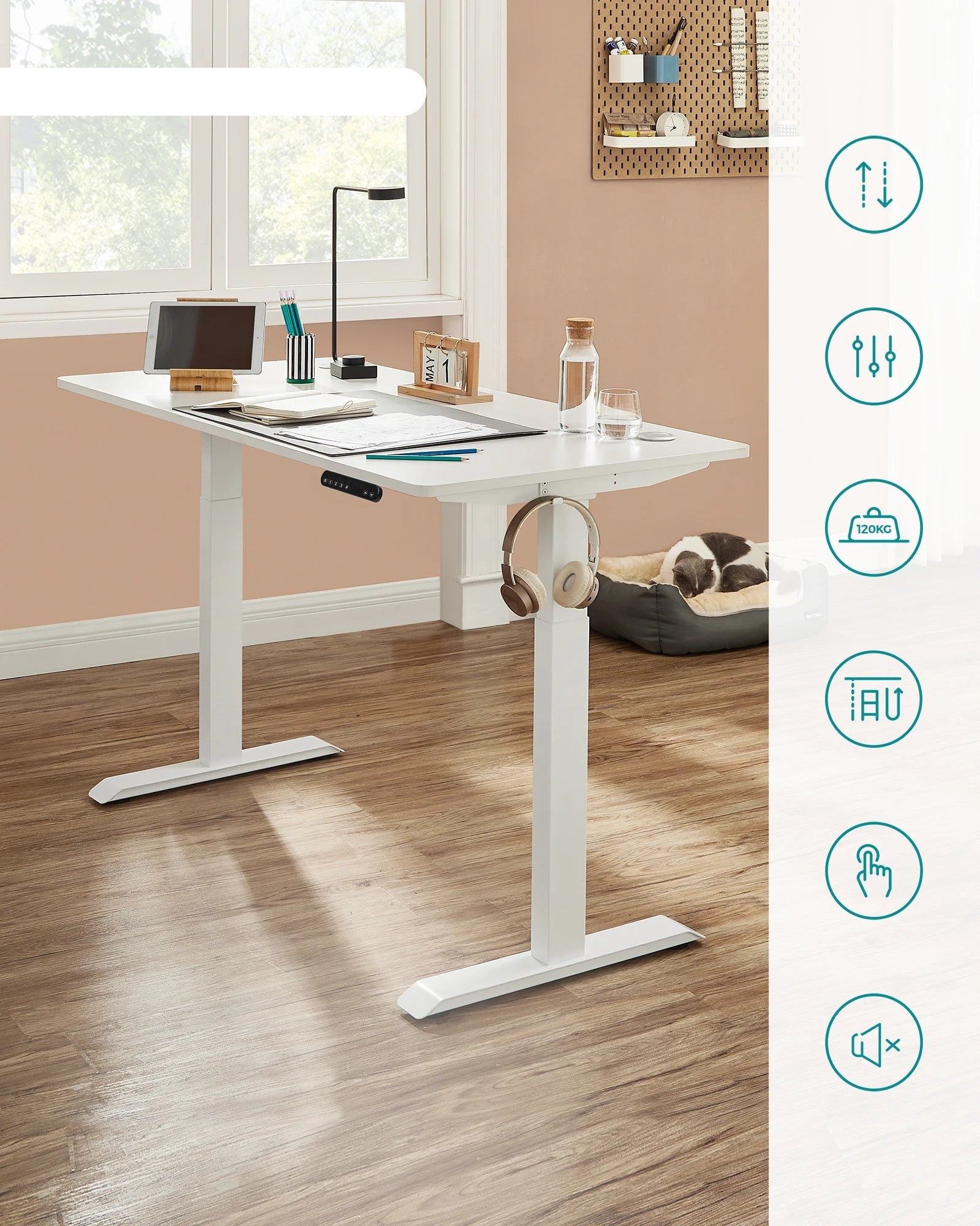 Elektrisch Zit-Sta Bureauframe – Verstelbaar Bureauframe – Hoogte Verstelbaar – Flexibel Werkplek – Stabiel Stalen Frame – Max Draagvermogen 120 Kg – Stil En Snel - QUORE