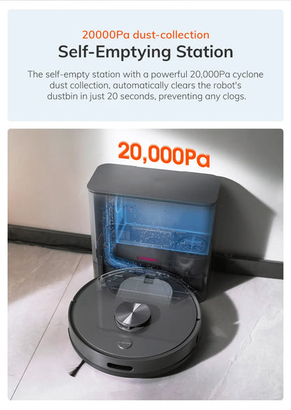 Lidar Robotstofzuiger - Dweilrobot - Vaccum Cleaner - Robot Vacuum - 5000Pa Zuigkracht - 260min Runtime - Zelflegende Stofbak – LDS Navigatie – App & Spraakbediening - Zwart